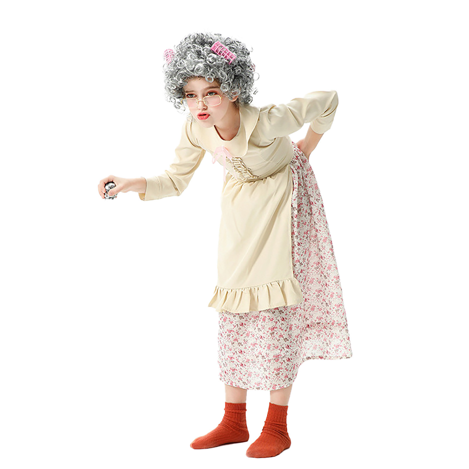 100Th Day Of School Kids Old Lady Floral Dresses Girls Granny Dress 100 Year Grandma